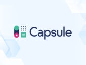 Review graphic featuring the logo of Capsule CRM.