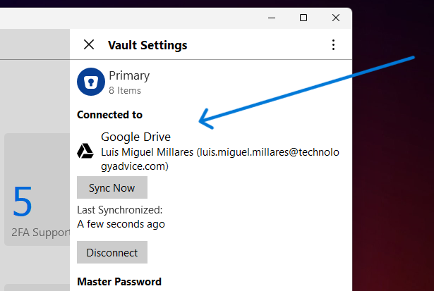 Google Drive syncing on my Enpass vault.